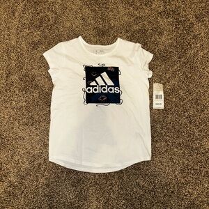 adidas Kids White and Blue Short Sleeve Tee